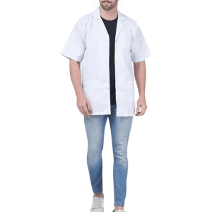 Lapel Notch Long Lab Coat